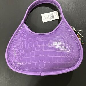 Purple Crocodile Shoulder Bag